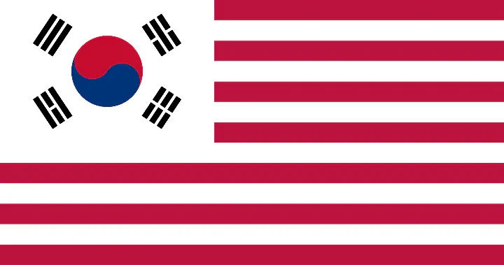 대한민국과 미국을 함께 표현한 국기 이미지